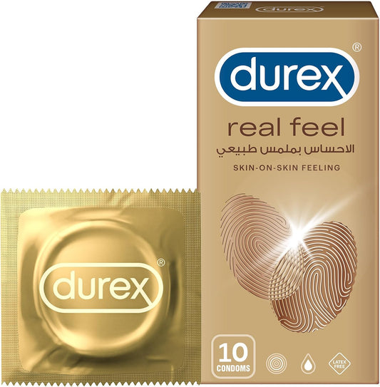 Durex Real Feel Condoms For Men Skin-On-Skin Feeling (Pack of 10)