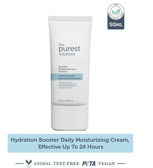 The Purest Solutions Hydration Booster Daily Moisturizing Cream - Ceramide + 4D Hyaluronic Acid + Pentavitin - 24-Hour Effective Intensive Care for All Skin Types - Vegan | Cruelty Free (50 ml)