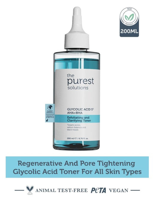 The Purest Solution Peeling & clarifying facial water (glycolic acid 5% AHA + BHA) - for all skin types - balance of the valley gait special - reduces the appearance of the pores