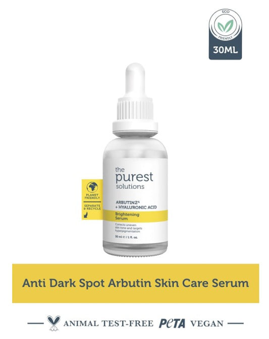 The Purest Solutions Brightening Serum (Arbutin 2% + Hyaluronic Acid) - Eliminate Skin Tone Inequalities & Support Vibrant Bright Skin - Vegan | Cruelty Free | Eco Friendly (30 ml)